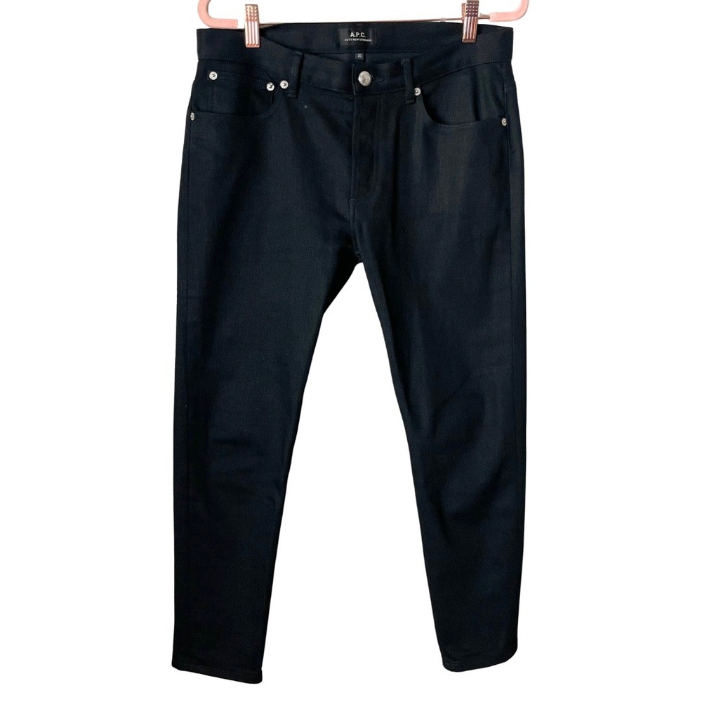 A.P.C Jeans Mens Size 30 Black Slim Tapered Coated Denim‎ Petit New Standard